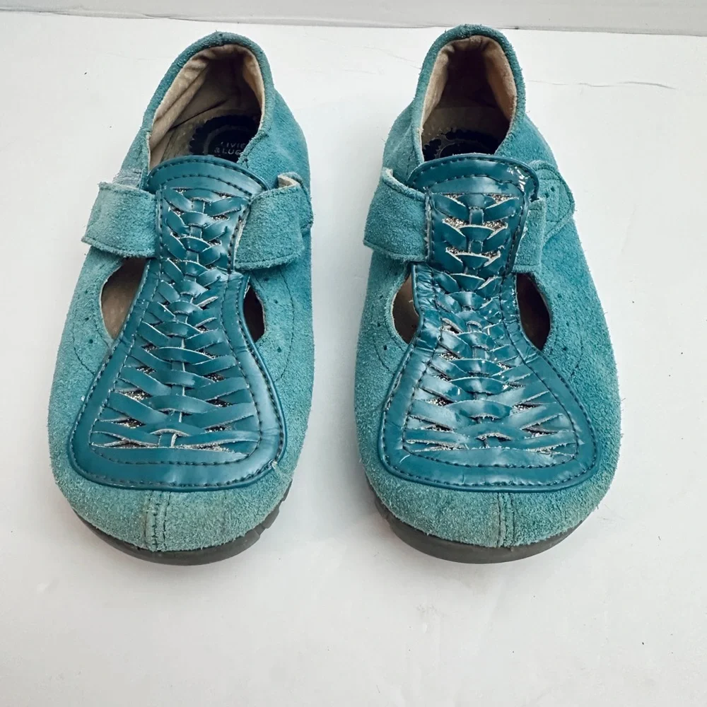 Livie &Luca‎ girls size 11 Mary Jane’s turquoise blue green suede